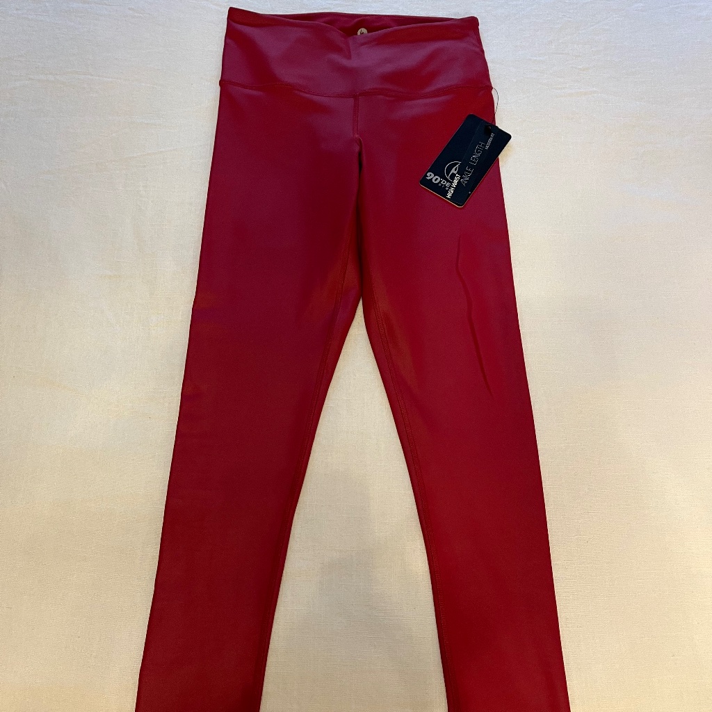 Brand New 90 Degrees By Reflex Red Shine Leggings Size Small